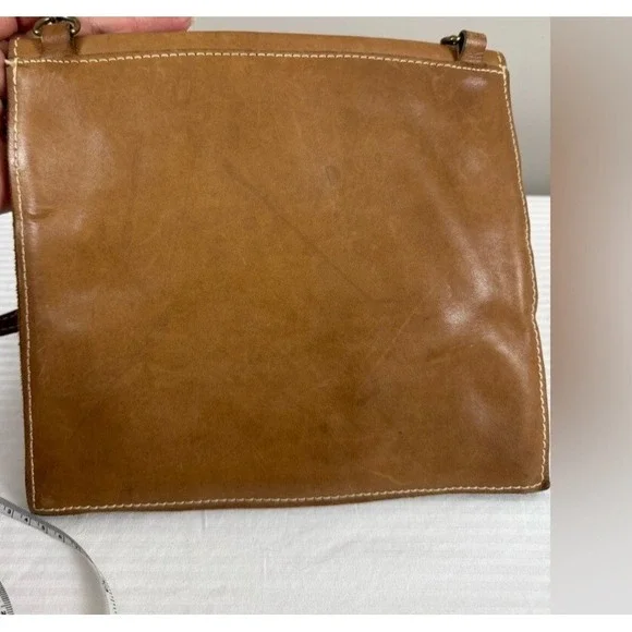 Vintage Le sac Crossbody Bag Tan Leather Messenger Boho Festival Indie Grunge - Picture 7 of 10